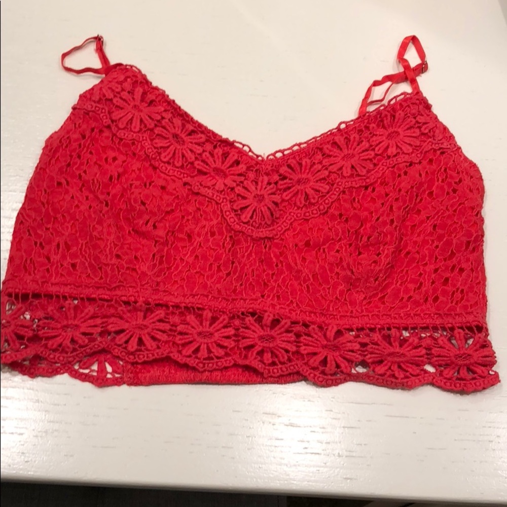 Red crochet crop top